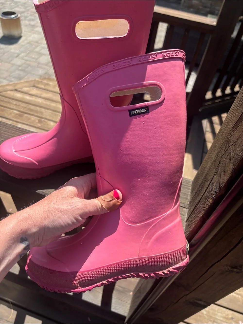Bogs Bright Pink Kids Waterproof Rain Boots